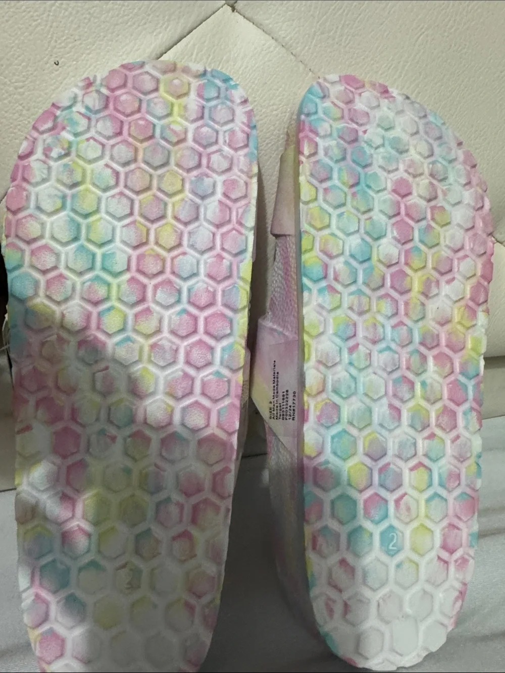 Kids Pastel Tie-Dye Slide Sandals with Pink Buckles